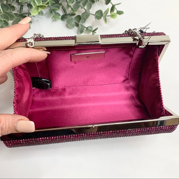 INC Ranndi Sparkle Clutch Fuchsia Crossbody Bag - Picture 7 of 12